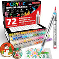 72 Colors Acrylic Paint Markers, Soft Brush Tip Paint Pens and Paint Markers, Acrylic Paint Pens for Wood, Christmas Gifts,Stone,Canvas,Pumpkin,Glass,Egg,Rock Painting and DIY Crafts Art Supplies