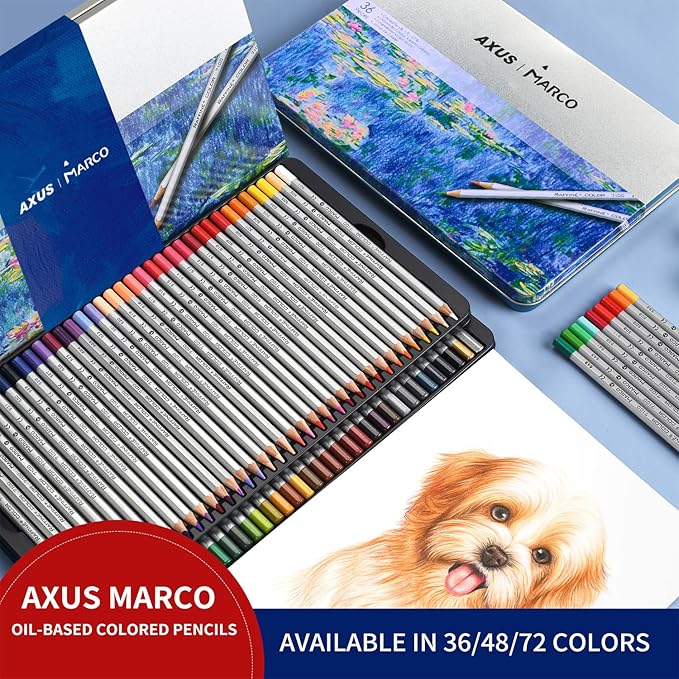 Oil-Based Colored Pencils, 36 Colors - Wooden Hexagonal Barrel, Iron Box. Ideal for Sketching, Illustrations, Doodling & Design. Great for Art Lovers & Pros. (RAFFINÉ 7100 Series-36 Colors)