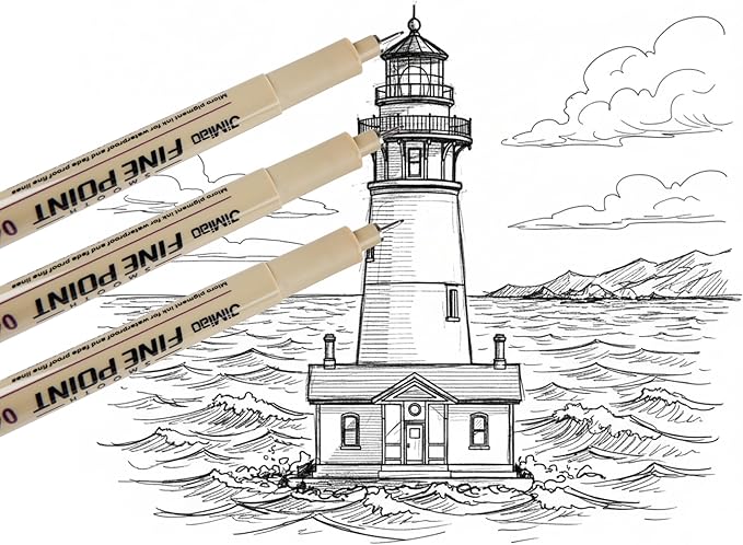 Original Tobios Fineliner Pen – Fine Tip Felt Pen for Art, Journaling & Watercolor Outlining – Smudge-Resistant, Travel-Ready Fine Line Marker for Drawing, Lettering, Sketching & Planner Detail Work