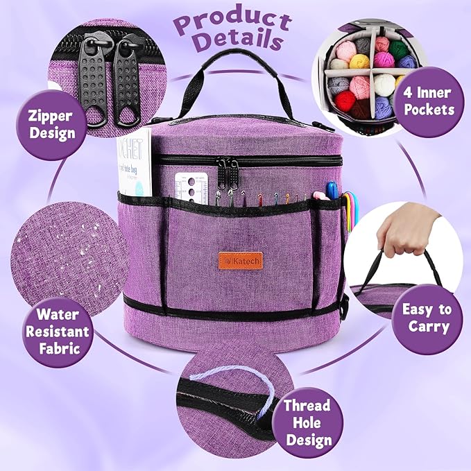 Katech Crochet Kit for Beginners, Beginner Crochet Kit for Adults-Crochet Kits Includes Crochet Hooks Knitting Bag Crochet Yarn for Crocheting Instruction Knitting Kit Crochet Supplies Gift