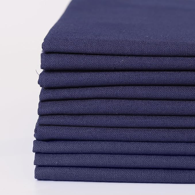 10 Pieces 18 x 21 Inches Cotton Fabric Precut Quilting Fabric Bundles Solid Colors Layer Cakes Quilt Material for DIY Craft Sewing Embroidery (Royal Bule)