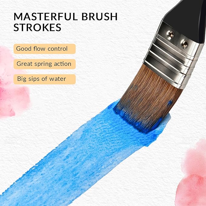 11PCS Watercolor Brush Set for Artists, Professional Water Color Paint Brushes Set Shapes with Fan, Needle Pointed, Angular, Dagger, Cats Tongue for Watercolor, Gouache, Ink Painting