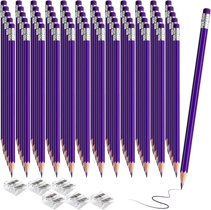 120 PCS Purple Checking Pencils Erasable Colored Pencils with Eraser Pre-Sharpened 2 HB for Checking, Grading, Tests & Office/School Supplies (Purple)