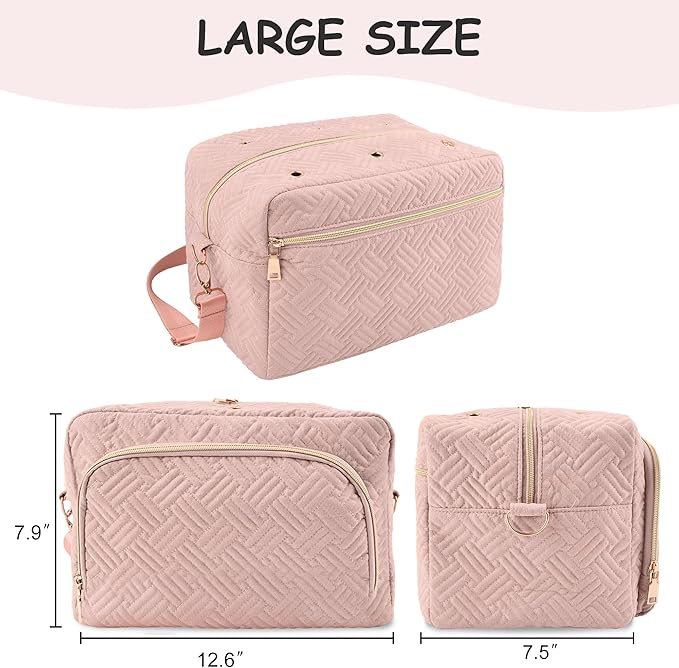 Crochet Bag Organizer, Yarn Storage Organizer, Yarn Holder for Crochet with Adjustable Shoulder Straps, Knitting Bag for crocheting, Crochet Hook Case Gifts for Crocheters (Pink)