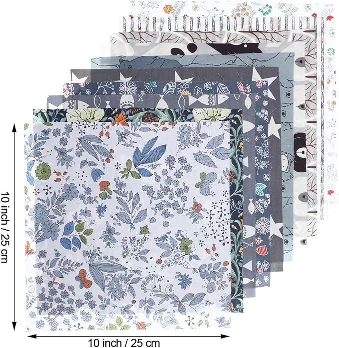 30 Pieces 10 x 10 Inches Cotton Fabric Bundle Squares Patchwork Floral Fabric Sewing Quilting Bundles Assorted Pattern Cloth for DIY Scrapbook Craft Making(Classic)