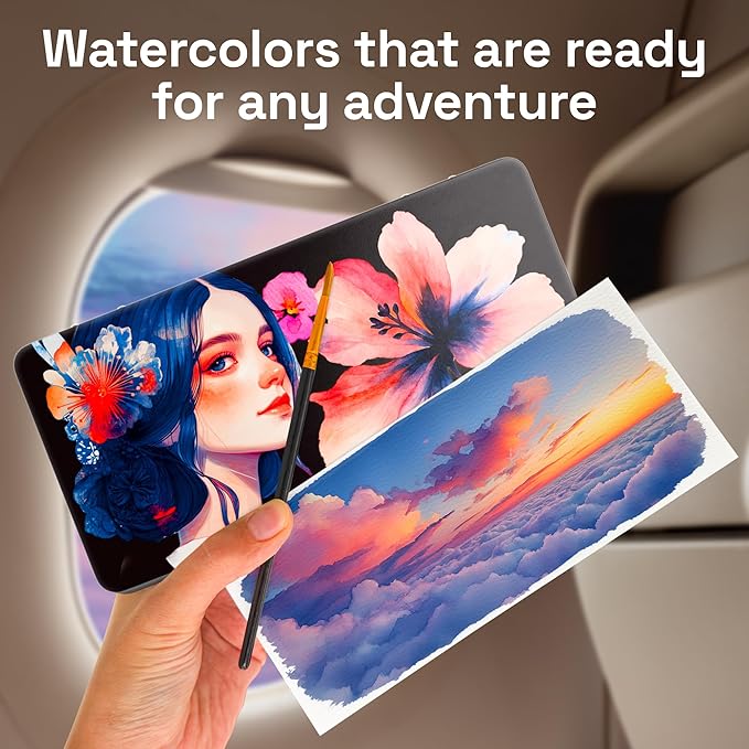 ARTISTRO 168 Watercolor Paint Set, Vivid Colors in Portable Box, Palette set. Perfect Travel Watercolor Set for Artists, Amateur Hobbyists and Painting
