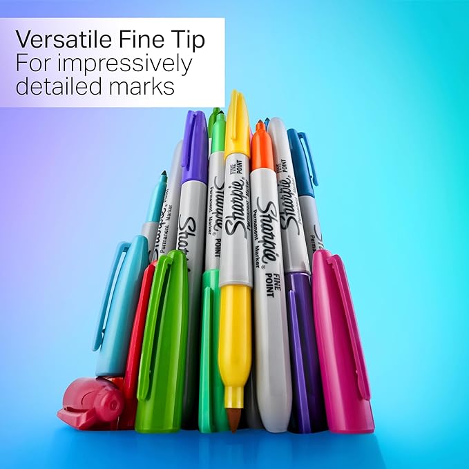 Sharpie Glam Pop Permanent Markers Fine Tip Marker Set Coloring Art Drawing Writing Markers 34 Count