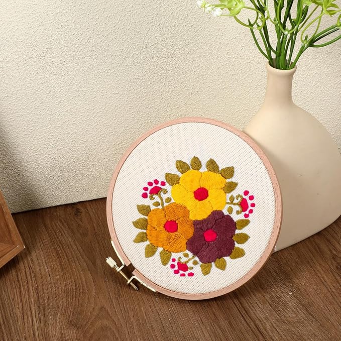 2 Pack 6 Inch Wood Embroidery Hoop, Cross Stitch Hoops Ring, Cross Stitch Supplies Beech Wooden Embroidery Frames for Art Craft Sewing, DIY Decoration