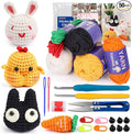 XSEINO Crochet Kit for Beginners,Crochet Start Kit with Step-by-Step Video Tutorials,Learn to Crochet Kit for Beginners - Cat,Chick,Rabbit,Carrot