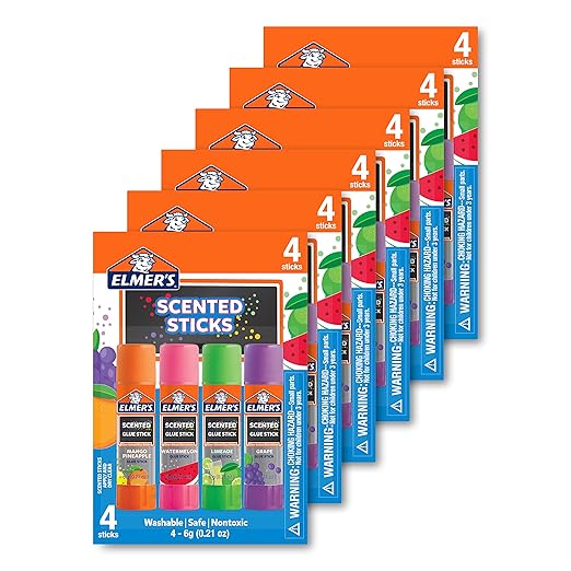 Elmer’s Scented Glue Sticks Safe Nontoxic School Glue 4 Count (6g Each)