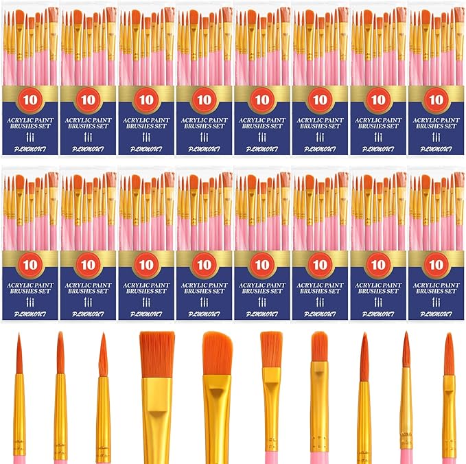 Acrylic Paint Brushes,160 pcs Artist Paintbrushes,Paint Brushes for Acrylic Painting,Acrylic Paint Brush Set for Oil Watercolor,Body Face Nail Art,Drawing Arts Crafts Supplies,Nylon Hair,Pink