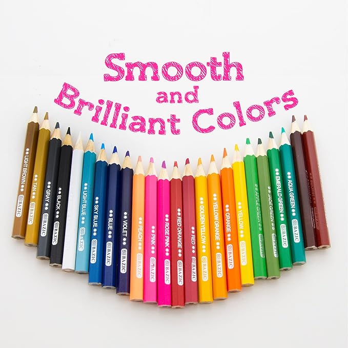 BAZIC Products Colored Pencils 24 Color, Mini Coloring Pencil Set Soft Core, for Art Drawing Sketching, Gift for Artist Adult (24/Pack), 24-Packs