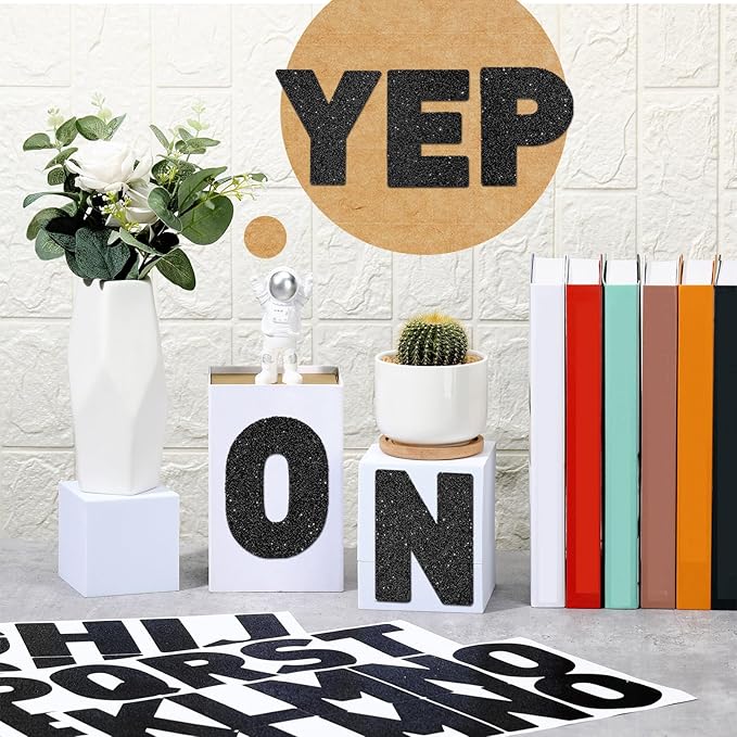 Harloon 232 Pcs 24 Sheets Large Glitter Letter Stickers Big Font Alphabet Letter Self Adhesive Letters Kit Mailbox Stickers for Mailbox Bulletin Boards Classroom Home(Black,6 Inch)