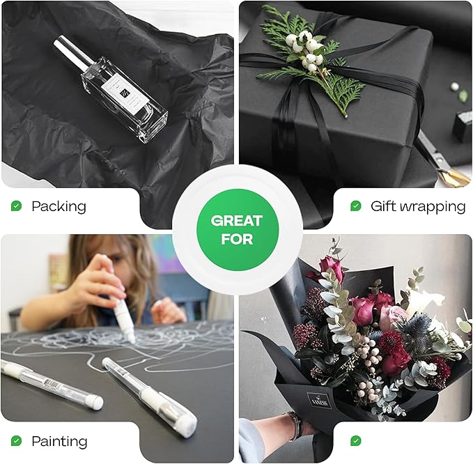 Black Kraft Paper Roll 24" x 1200" (100 feet) with Cutter- USA-Made Wrapping Paper for Packing, Moving, Shipping & Crafts/Arts - 100% Recyclable Natural Craft Material by IDL Packaging