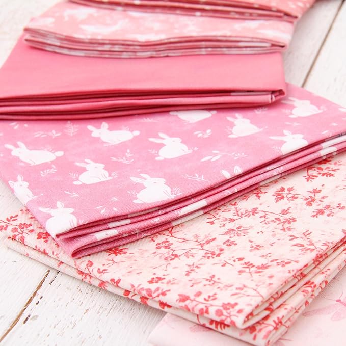 Threadart Exclusive 20 Fat Quarter Bundles - Pink Vintage Prints 100% Cotton Fabric - Premium 100% Cotton Quilting Fabric - No Duplicates - Full Size Fat Quarters 18"x21" - Pink