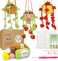 WaldyWop Crochet Kit for Beginners: 3 PCS Hanging Potted Crochet Plants Kits for Adults Kids 8-12 - Easy Video Tutorials & Printed Instructions & 40% Extra Yarn - DIY Birthday Gift Set for Girls Women