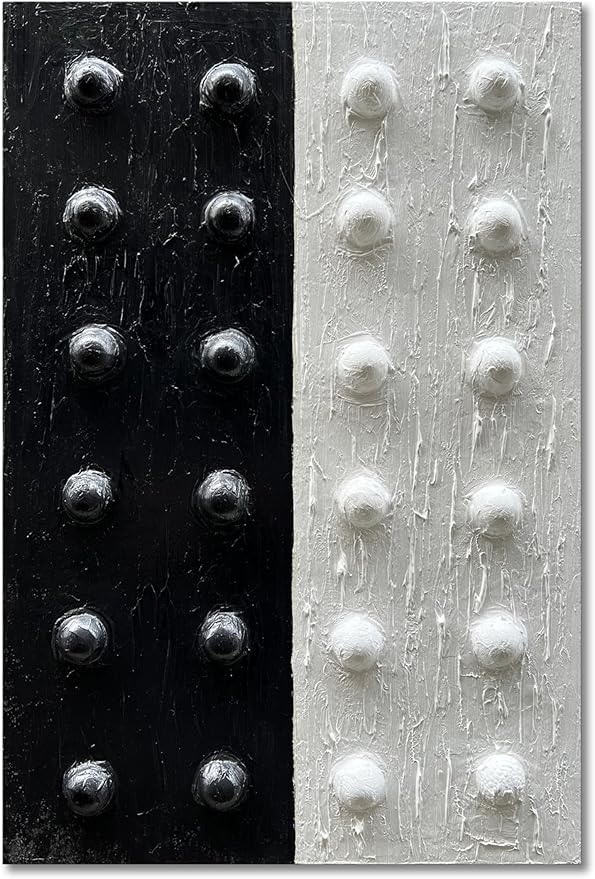 NANKAI Art Hand-Painted Black and White Abstract Art Oil Painting 36x24 inch Contemporary Minimalist Art Home Wall Decoration Painting
