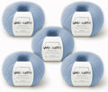 5 Skeins, Silk Mohair Luxury Yarns, Premium and Soft Blend for Knitting and Crocheting, Made in Italy (Light Blue - 7264, 5)