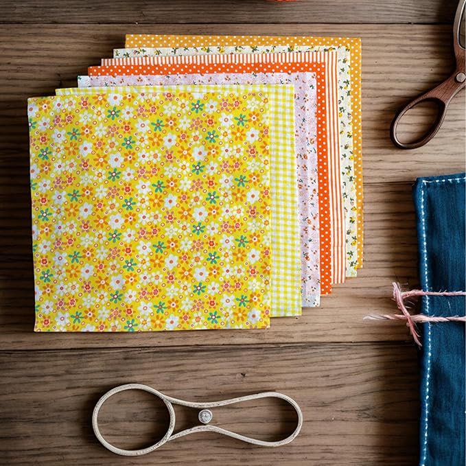 42PCS Cotton Fabric Squares for Quilting-9.8x9.8 inches, Multi-Color Floral Prints, Red Pink Yellow Green Blue Purple
