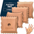 Byllstore Pottery Ribs & Trimming Tools | 2 Foot Shaper Tools | 4 Clay Texture Ribs | Solid Beech Wood | Several Pack Options (4-Pack)