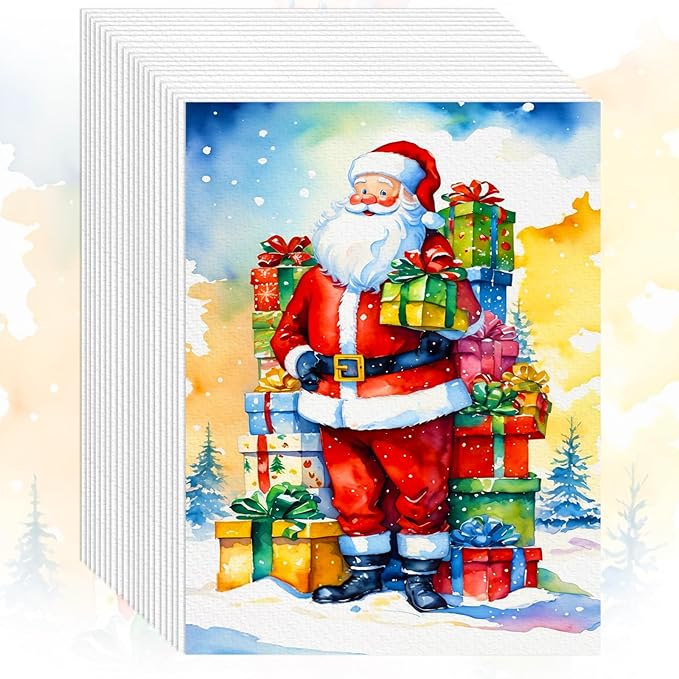 Watercolor Paper Bulk, 9"x12" White Cold Press Water Color Paper, Artist Painting Sketch Easel Acrylic Loose Drawing Paper for Watercolors, Watercolor Paint Set, Christmas Birthday Gifts, 30 Sheets