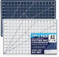 U.S. Art Supply 12" x 18" Self-Healing Cutting Mat 5-Ply (2 Pack) - Double-Sided White/Blue Craft Mat, Non-Slip Cutting Mats for Crafts, Sewing, Quilting, Scrapbooking