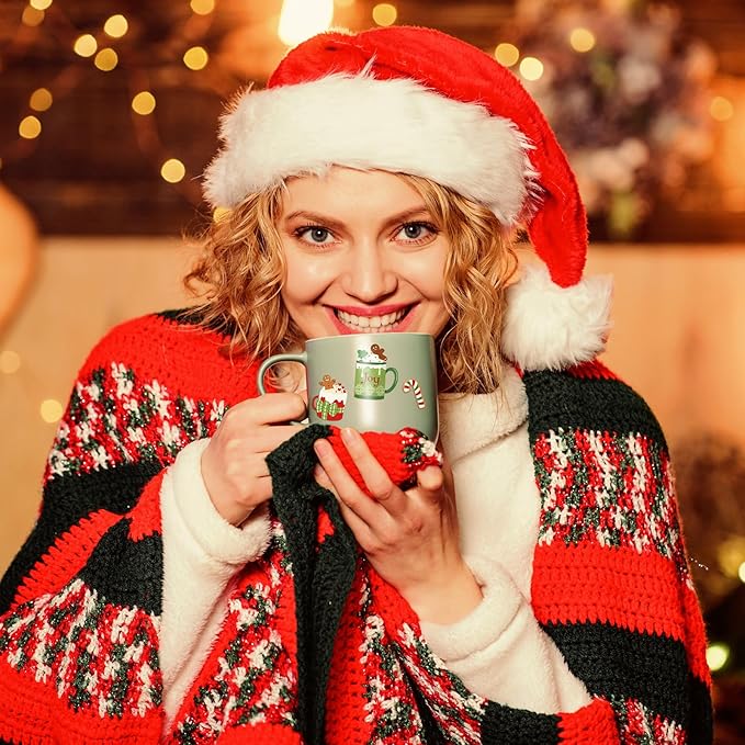 300 Pcs Hot Cocoa Winter Stickers Christmas Rustic Mini Winter Stickers Party Favors Aesthetic Waterproof Vinyl Decals Pack for Water Bottles Scrapbooking Laptop Luggage Phone Skateboard