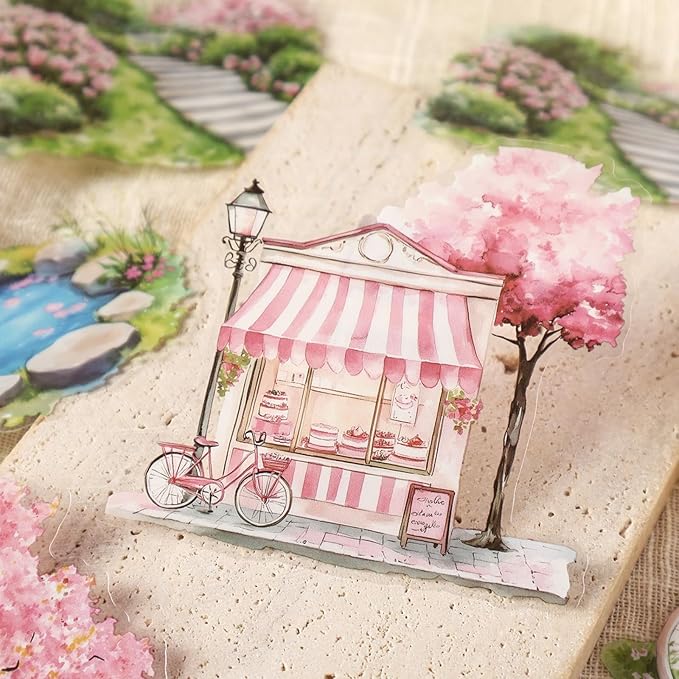 80 Pieces Vintage Travel Seasonal Themed Landscape Stickers, Large Size Transperant PET Scrapbook Stickers for Journals, Crafting, Art Projects, Phone Case, Laptop, Journal Album Decoration