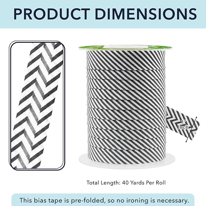 Mandala Crafts 1 Inch Single Fold Bias Tape for Sewing, Quilting, Piping, Hemming, Blanket & Quilt Binding – 40 Yards Black White Plaid Fabric Seam Binding Tape