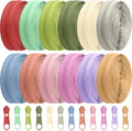 Syhood 36 Yards 12 Pieces #5 Sewing Zippers Tapes Assorted Nylon Lightweight with 120 Plastic Zipper Sliders for Women Men Sewing Supplies(Light Morandi Color)
