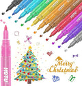 12 Glitter Markers Pens, Metallic Shimmer Markers for Rock, Glass, Wood, Fabric, Halloween and Christmas Decoration, Sparkly and Shiny Glitter Paint Pens with Fine Tip 0.7 mm