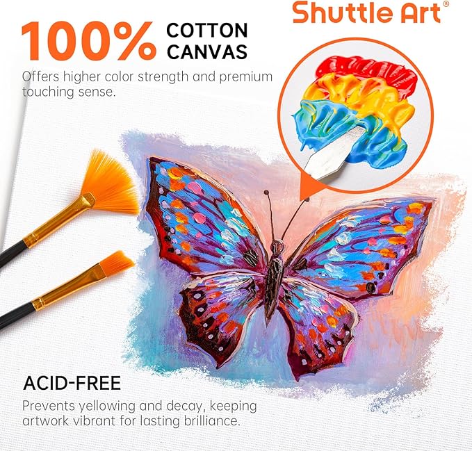 Shuttle Art 36 Pack Canvas for Painting, 5x7 & 8x10 Inch(18 of Each), Primed, 100% Cotton Blank Canvas Boards for Painting, Ideal Art Supplies for Kids Adults Artists Acrylic Oil Painting