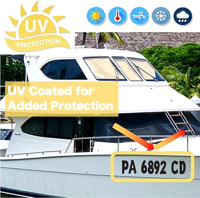 4 Sets of 3" Blue Marine Boat Sticker Decals A-Z Letters & 0-9 Numbers for Yachts & Personal Watercraft Waterproof Anti-Scratch