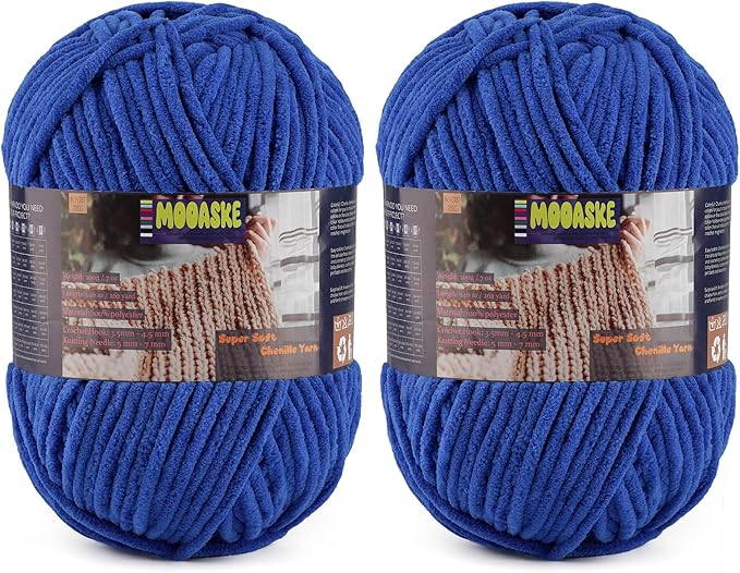 2 Skeins Fluffy Chenille Yarn for Crocheting - Baby Blanket Yarn for Knitting - Velvet Yarn for Amigurumi Crochet, Ultra Soft Yarns Total Weight 400g/14oz, Total Length 480m/524yard