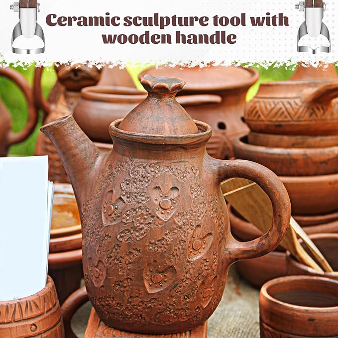 2Pcs Sculpture Scraper Pottery Handle Making Tool Pottery Carving Tool Potterys Trimming Tools Polymer Clay Sculpting Tools for Ceramic Sculpture Craft Teacup Mug Cup Handle Making