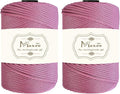 Maxee Premium Polyester Macrame Cord 3 mm × 218 yd (2 Pack),3mm 100% Polypropylene Macrame Cord,Ideal for Crochet, Wall Hangers, Bags, Rugs & DIY Crafts(Haitang Powder)