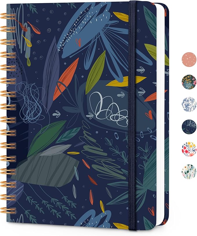 Lined Spiral Journal Notebook, A5 College Ruled Notebook for Journaling, Note-Taking, and Daily Planning, Durable Hardcover with an Elegant Design，Midnight
