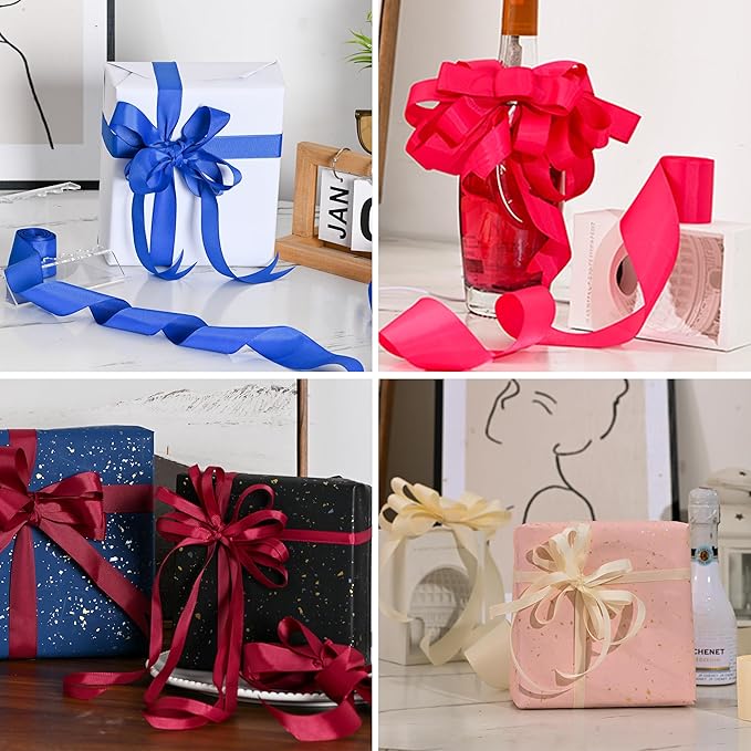 Grosgrain Ribbon 1-1/2 inch 20 Colors 5 Yards/Roll, Total 100 Yards Per Package for Christmas Tree, Wreath Decorations, Bow Making, Gift Wrapping, Flower Bouquet