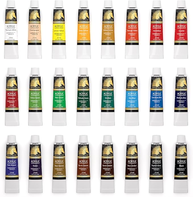 MyArtscape Acrylic Paint Set - 24 x 21ml Tubes - Lightfast - Heavy Body