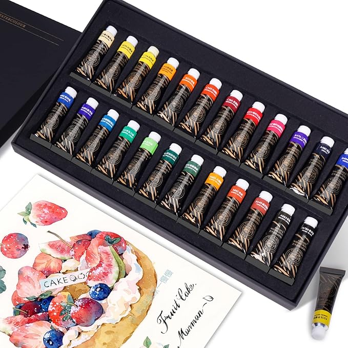 Paul Rubens Artist Watercolor Paint Set,24 * 5 ml Vibrant Colors, Watercolor Tubes for Profesional Artists&Hobbists, Art Supplies for Watercolor Painting, Comic, Illustration, Decoration