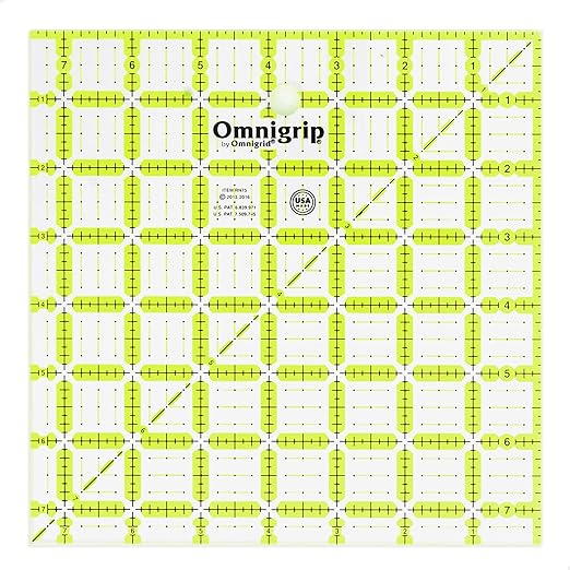 Omnigrip 7-1/2" x 7-1/2" Non-Slip Square Quilting Ruler by Omnigrid
