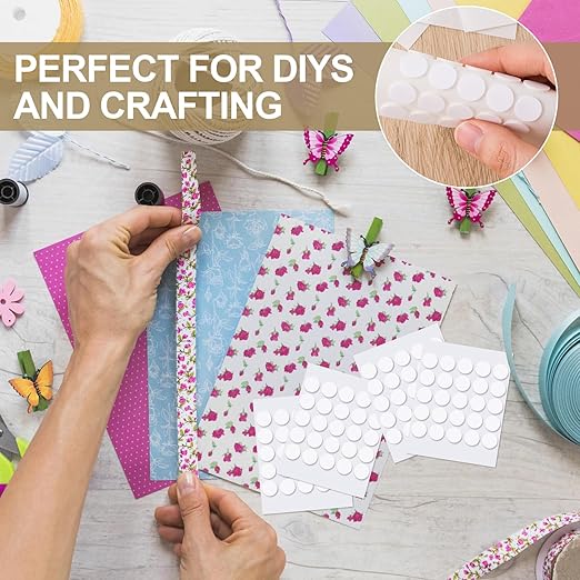 500pcs Foam Dual-Adhesive Dots, Self-Adhesive Mini Foam Dot Circles, Round EVA Tape for Wall Decoration Poster Greeting Cards Birthday Cards Invitation DIY Crafts- White