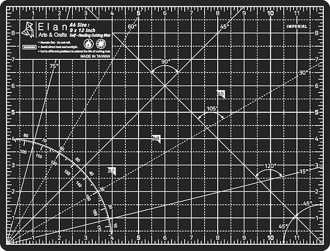 Elan Cutting Mat A4 Black & Taupe, Self Healing Cutting Mat 9x12 Inch, 5-Ply Craft Board Black, Hobby Board for Crafts 9x12 Inch