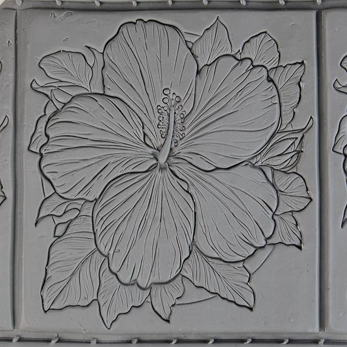 Hibiscus Clay Texture Roller (4") - Flower Set #01 - Embossing Pattern Roller for Polymer & Ceramic Clay, Pottery & Crafts