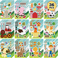 36 PCS Farm Animal Stickers Sheets, Make-a-face Sticker, Make Your Own Stickers for Kids Farm Themed Party Favors Supplies Craft Birthday Gift for Girls Boys