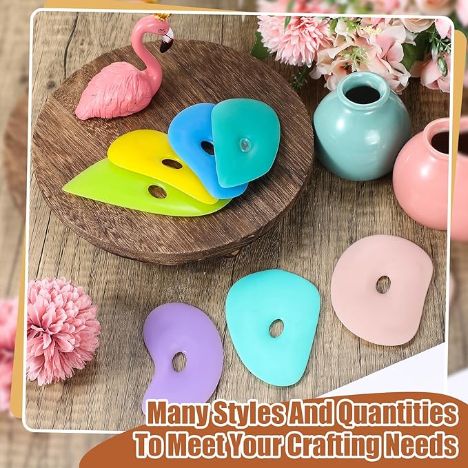 Sherr 21 Pcs Soft Ribs for Pottery Clay Silicone Rib Ceramics Tools Pottery Rubber Clay Ceramic Ribs for DIY Smooths Shapes Sculpting Tools, 7 Styles(Gentle Color,Mixed Style)