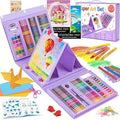 Art Supplies, 272 Pack Art Set Drawing Kit for Girls Boys Teens Artist, Deluxe Gift Art Box with Trifold Easel, Origami Paper, Coloring Pad, Drawing Pad, Pastels, Crayons, Pencils, Watercolors(Purple)