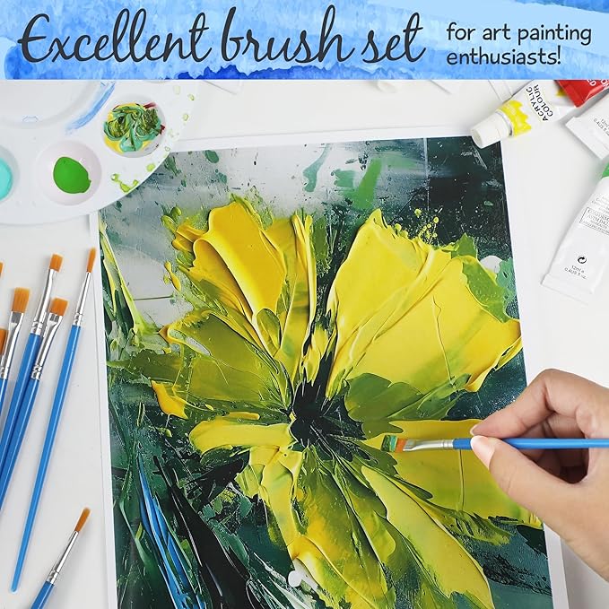 Paint Brushes Set for Acrylic Painting, 100 Pcs Flat Art Painting Brushes Acrylic Paint Brush, Nylon Paint Brush for Kids Adults Oil Watercolor Rock Painting Body Face Nail Art