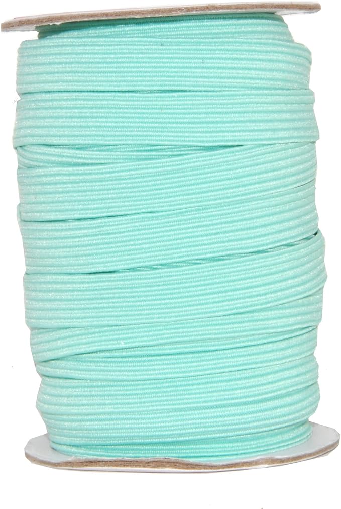 Mandala Crafts 12mm 20 Yds Roll of Turquoise Elastic Bands for Sewing - 1/2 Flat Elastics Cord - 1 2 Inch Braided Stretch Straps for Crafting
