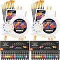 Shuttle Art 58 Pack Acrylic Paint Set, Painting Kit with 2 Pack of 15 Colors Acrylic Paint, 2 Sets of Wooden Easels, Canvas, Brushes & Palettes, Art Painting Supplies Kit for Adults Kids Beginner